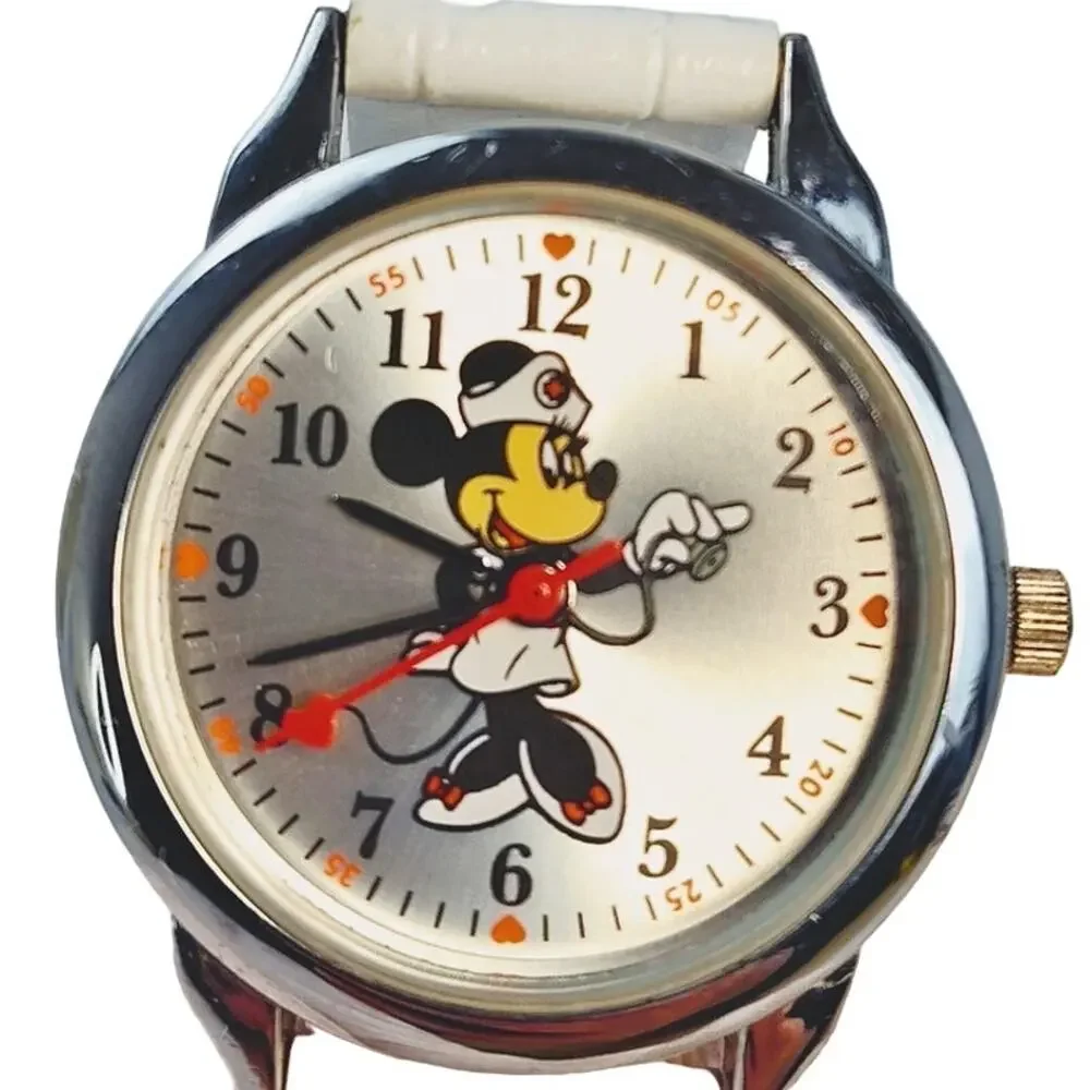 Disney Nurse Minnie Mouse White Watch – Silver Face